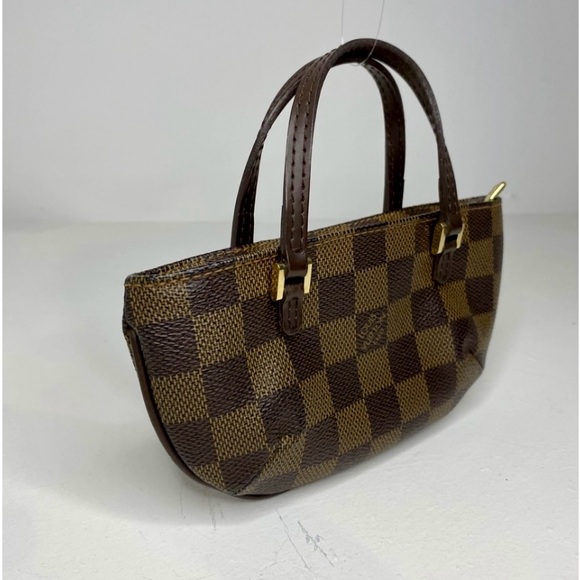 Louis Vuitton Manosque leather handbag accessory pouch in Damier Ebene - Picture 4 of 14